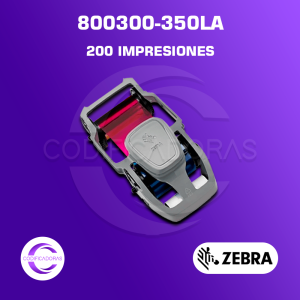 Cintas Ribbon Zebra 800300-350LA Color para impresoras de carnets Zebra ZC100 y ZC300