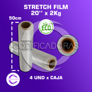 Rollo de Stretch Film ecológico biodegradable de 20'' Altura 50 cm - 2kg - Caja x4 unid