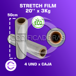 Rollo de Stretch Film ecológico biodegradable de 20'' Altura 50cm - 3kg - Caja x4 unid
