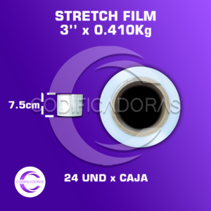 Stretch Film De 3'' X 0.410kg Altura 7.5 Cm - Caja X24 Unid