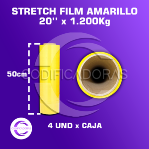 Stretch Film Amarillo De 20'' X 1.2kg Altura 50cm - Caja X4 Unid