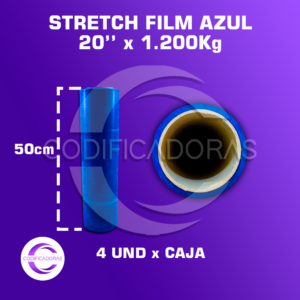 Stretch Film Azul De 20'' X 1.2kg Altura 50cm - Caja X4 Unid