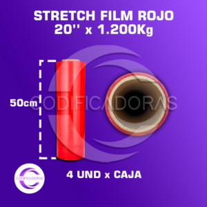 Stretch Film Rojo De 20'' X 1.2kg Altura 50cm - Caja X4 Unid
